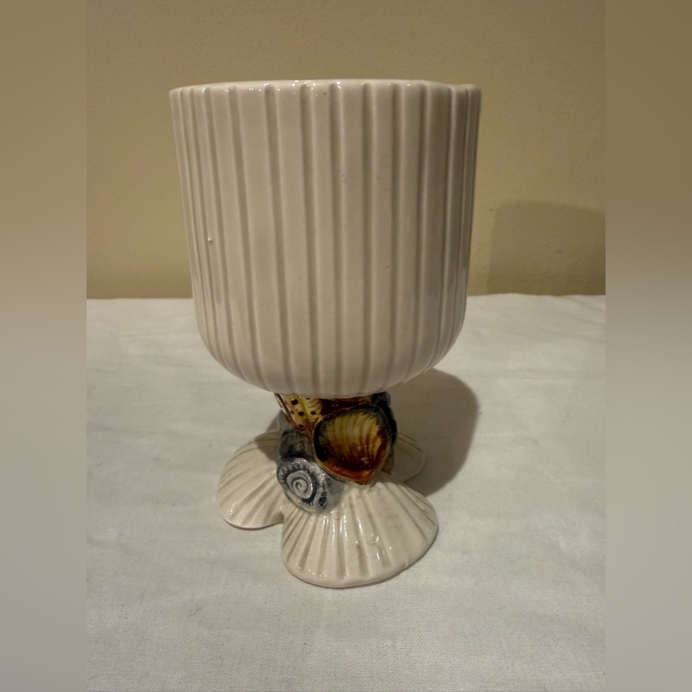 Vintage Fitz & Floyd Ceramic Seashell Oceana Stemmed Goblet